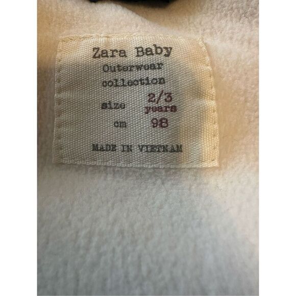 Zara Baby Toddler Navy Blue Floral Sherpa Hood Puffer Vest Size 2-3 Years - Picture 3 of 4